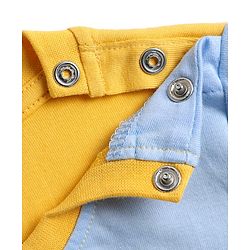 Babyhug Disney Single Jersey Knit Half Sleeves Cut & Sew T-Shirt with Chip N Dale Graphics - Yellow & Light Blue