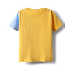 Babyhug Disney Single Jersey Knit Half Sleeves Cut & Sew T-Shirt with Chip N Dale Graphics - Yellow & Light Blue