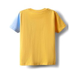 Babyhug Disney Single Jersey Knit Half Sleeves Cut & Sew T-Shirt with Chip N Dale Graphics - Yellow & Light Blue