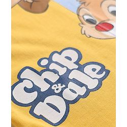 Babyhug Disney Single Jersey Knit Half Sleeves Cut & Sew T-Shirt with Chip N Dale Graphics - Yellow & Light Blue