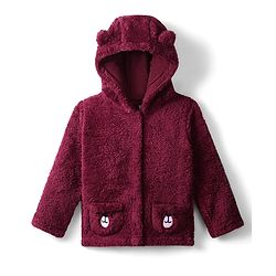Babyhug Sherpa Fur Knit Full Sleeves Hooded Winter Fur Jacket With Ear Applique - Yellow