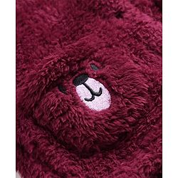 Babyhug Sherpa Fur Knit Full Sleeves Hooded Winter Fur Jacket With Ear Applique - Yellow
