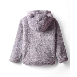 Babyhug Sherpa Fur Knit Full Sleeves Hooded Winter Fur Jacket With Ear Applique - Yellow