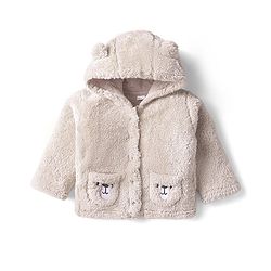 Babyhug Sherpa Fur Knit Full Sleeves Hooded Winter Fur Jacket With Ear Applique - Yellow