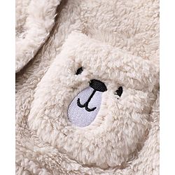 Babyhug Sherpa Fur Knit Full Sleeves Hooded Winter Fur Jacket With Ear Applique - Yellow