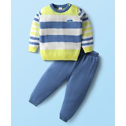 Babyhug Knit Full Sleeves Striped Pullover Sweater Set - Multi Colour