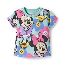 Babyhug Disney Single Jersey Knit Half Sleeves T-Shirt with Minnie & Friends Graphic - Multicolor