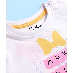 Babyhug Disney Single Jersey Knit Half Sleeves T-Shirt with Front & Back Minnie and Friends Graphic - White