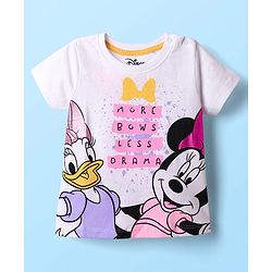 Babyhug Disney Single Jersey Knit Half Sleeves T-Shirt with Front & Back Minnie and Friends Graphic - White