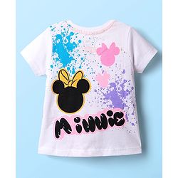 Babyhug Disney Single Jersey Knit Half Sleeves T-Shirt with Front & Back Minnie and Friends Graphic - White