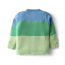 Babyhug Knit Full Sleeves Striped Animal Embroidered Pullover Sweater Set - Multi Colour