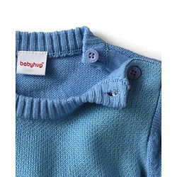 Babyhug Knit Full Sleeves Striped Animal Embroidered Pullover Sweater Set - Multi Colour