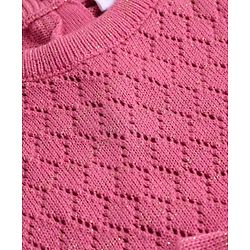 Babyhug Sweater Knit Full Raglan Sleeves Knee Length Solid Coloured Woollen Dress With Bow Applique - Pink