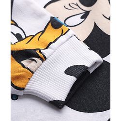 Babyhug DisneyÂ Terry Knit Drop Shoulder Oversized Full Sleeves Sweatshirt With Mickey & Friends Print & Badge Detailing - White