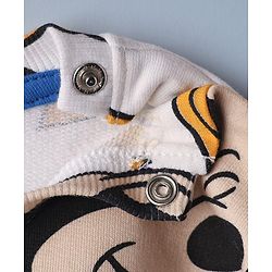 Babyhug DisneyÂ Terry Knit Drop Shoulder Oversized Full Sleeves Sweatshirt With Mickey & Friends Print & Badge Detailing - White