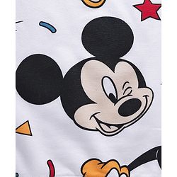 Babyhug DisneyÂ Terry Knit Drop Shoulder Oversized Full Sleeves Sweatshirt With Mickey & Friends Print & Badge Detailing - White