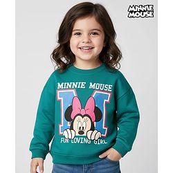 Babyhug Disney Terry Knit Drop Shoulder Full Sleeves Sweatshirts with  Minnie Mouse Graphics - Mint Green