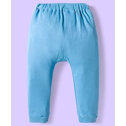 Babyhug Disney Interlock Knit Full Length Diaper Leggings with Winnie the Pooh Graphics & Stripes Pack of 3 - White & Light Blue