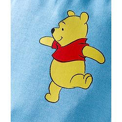Babyhug Disney Interlock Knit Full Length Diaper Leggings with Winnie the Pooh Graphics & Stripes Pack of 3 - White & Light Blue