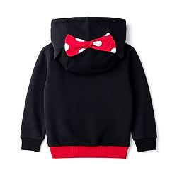 Babyhug Disney Terry Knit Full Sleeves Hooded Sweatjacket With Minnie Mouse Graphics & Bow Applique - Red & Black
