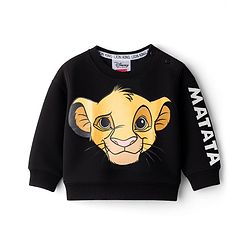 Babyhug Disney Terry Knit Oversize Drop Shoulder Full Sleeves Sweatshirt with Front and Back Lion King Graphics -Black