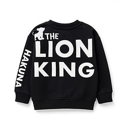Babyhug Disney Terry Knit Oversize Drop Shoulder Full Sleeves Sweatshirt with Front and Back Lion King Graphics -Black