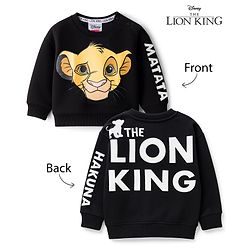 Babyhug Disney Terry Knit Oversize Drop Shoulder Full Sleeves Sweatshirt with Front and Back Lion King Graphics -Black