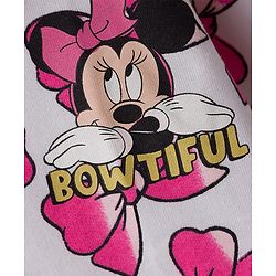 Babyhug Disney Drop Shoulder Oversized Full Sleeves Hooded Sweatjacket With Bow Applique & Minnie Mouse Print - Pink