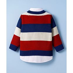 Babyhug Knit Full Sleeves Pullover Sweater With Cable Knit Design - Multicolour