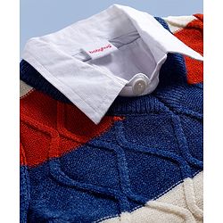 Babyhug Knit Full Sleeves Pullover Sweater With Cable Knit Design - Multicolour