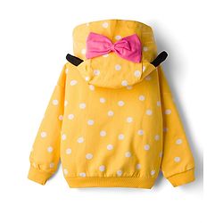 Babyhug Disney Terry Knit Full Sleeves Hooded Sweatshirt With Minnie Mouse Graphics & Bow Applique - Yellow