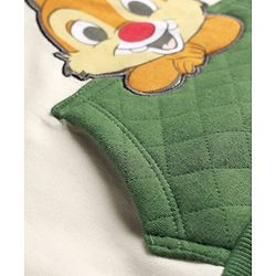 Babyhug Disney Terry Knit Full Raglan Sleeves Hooded Sweatshirt with Chip n Dale Patch Detailing & Kangaroo Pocket - Green & White