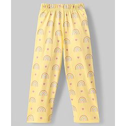 Babyhug Cotton Knit Full Sleeves Night Suit with Rainbow Print - Yellow