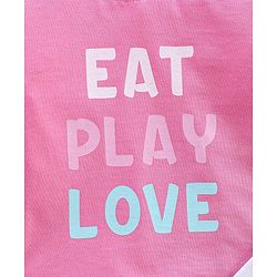Babyhug Cotton Knit Full Sleeves Night Suit With Text Print - Pink