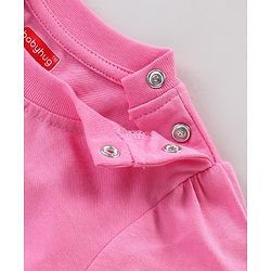 Babyhug Cotton Knit Full Sleeves Night Suit With Text Print - Pink