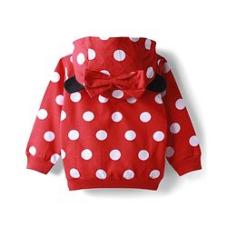 Babyhug Disney Terry Knit Full Sleeves Hooded Sweatjacket With Minnie Mouse Graphics & Bow Applique - Red