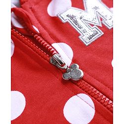 Babyhug Disney Terry Knit Full Sleeves Hooded Sweatjacket With Minnie Mouse Graphics & Bow Applique - Red
