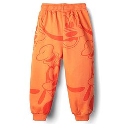 Babyhug Disney 100% Cotton Knit Full Sleeves Sweatshirt & Jogger Set With Mickey Mouse Print - Orange