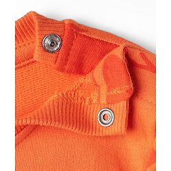 Babyhug Disney 100% Cotton Knit Full Sleeves Sweatshirt & Jogger Set With Mickey Mouse Print - Orange