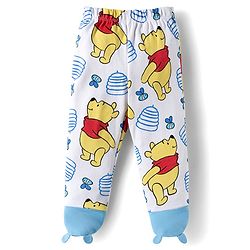 Babyhug Disney Interlock Knit Half Sleeves Onesie Leggings & Cap with Winnie the Pooh Graphic - Light Blue