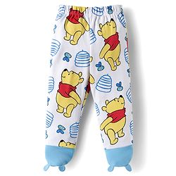 Babyhug Disney Interlock Knit Half Sleeves Onesie Leggings & Cap with Winnie the Pooh Graphic - Light Blue