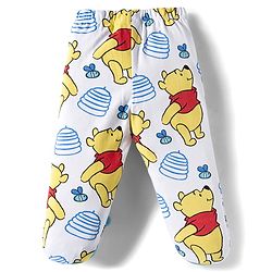 Babyhug Disney Interlock Knit Half Sleeves Onesie Leggings & Cap with Winnie the Pooh Graphic - Light Blue