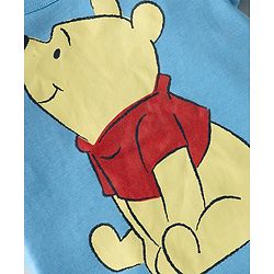 Babyhug Disney Interlock Knit Half Sleeves Onesie Leggings & Cap with Winnie the Pooh Graphic - Light Blue