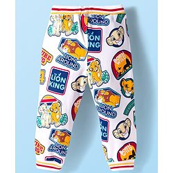 Babyhug Disney Terry Knit Full Length Lounge Pant With Lion King Print - White
