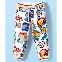 Babyhug Disney Terry Knit Full Length Lounge Pant With Lion King Print - White