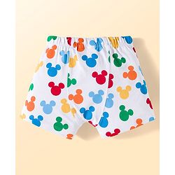 Babyhug Disney Single Jersey Knit Trunks with Mickey Mouse Graphics Pack of 3 - White & Blue