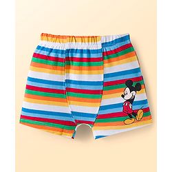 Babyhug Disney Single Jersey Knit Trunks with Mickey Mouse Graphics Pack of 3 - White & Blue