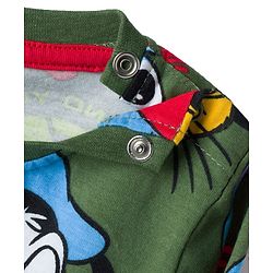 Babyhug Disney Single Jersey Knit Full Sleeves Co-ord Night Suit With Disney Character Print - Olive Green