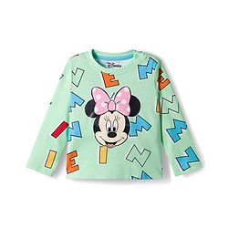 Babyhug Disney Single Jersey Knit Full Sleeves Night Suit With Minnie Mouse Graphics - Light Green