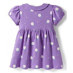 Babyhug Single Jersey Knit Half Sleeves Frock With Bloomers With Floral Print - Lavender